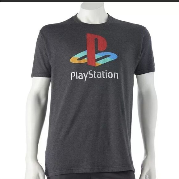 COPY - Men's Playstation Distressed Graphic Tee T-shirt Short Sleeve Grey - Picture 1 of 1